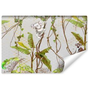 Papier Peint Intissé Photo Pour Chambre Enfants KOALA LEMUR Maki Caméléon Plantes 135cm x 90cm