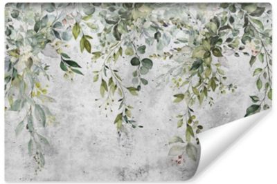 Papier Peint Intissé Photo Pour Chambre FEUILLES D'Aquarelle Béton 90cm x 60cm