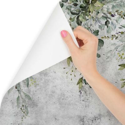 Papier Peint Intissé Photo Pour Chambre FEUILLES D'Aquarelle Béton 90cm x 60cm