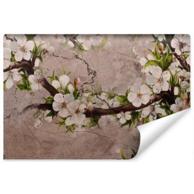 Papier Peint Intissé Photo Pour Chambre FLEURS Cerises Nature 135cm x 90cm