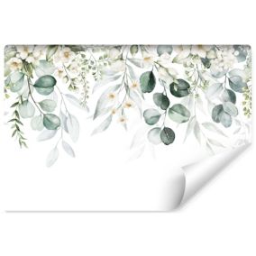 Papier Peint Intissé Photo Pour Chambre FLEURS Feuilles Aquarelles 135cm x 90cm