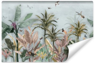 Papier Peint Intissé Photo Pour Chambre PLANTES Oiseaux Papillons 90cm x 60cm