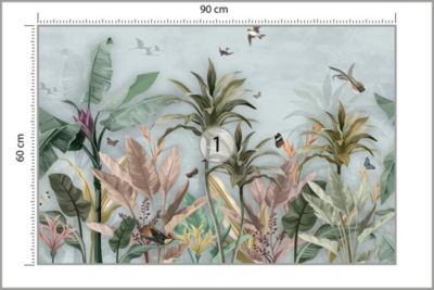 Papier Peint Intissé Photo Pour Chambre PLANTES Oiseaux Papillons 90cm x 60cm