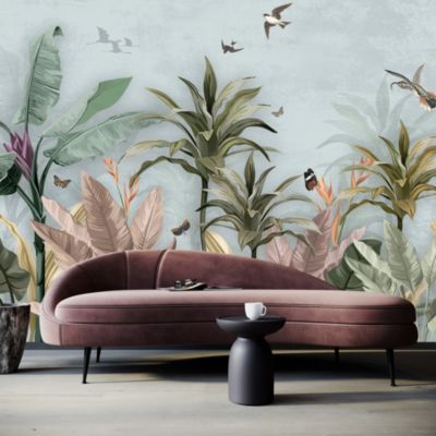 Papier Peint Intissé Photo Pour Chambre PLANTES Oiseaux Papillons 90cm x 60cm