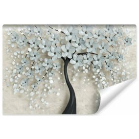 Papier Peint Intissé Photo Pour Salon ARBRE Fleurs Abstraction 3D 90cm x 60cm