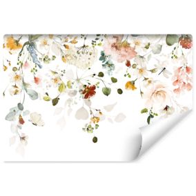 Papier Peint Intissé Photo Pour Salon FLEURS Colorées Feuilles Plantes Nature 368cm x 254cm