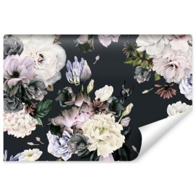 Papier Peint Intissé Photo Pour Salon FLEURS Plantes Aquarelle 270cm x 180cm