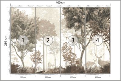 Papier Peint Intissé Photo Pour Salon FORÊT Arbres Nature Rétro 400cm x 280cm
