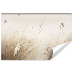 Papier Peint Intissé Photo Pour Salon PLANTES Papillons Oiseaux Nature Rétro 360cm x 240cm