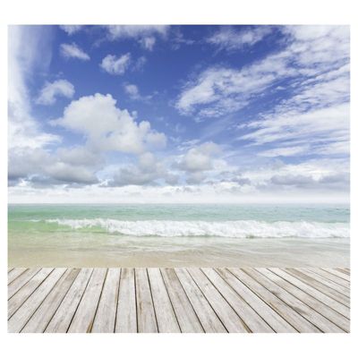Papier peint intissé PLANCHES SUR MER 300 x 270 cm (LxH) - Tapisserie murale panoramique XXL, Made in France par Scenolia