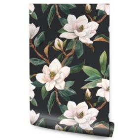 Papier Peint Intissé Pour Chambre FLEURS Magnolia Feuilles Nature