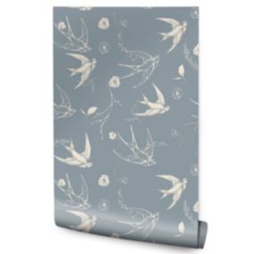 Papier Peint Intissé Pour Chambre OISEAUX Fleurs Nature