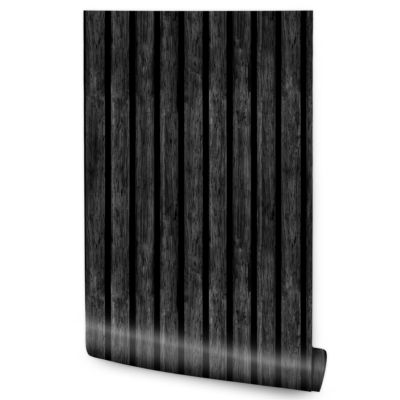 Papier Peint Intissé Pour Chambre PLANCHES Noir Lamelles Bois Imitation