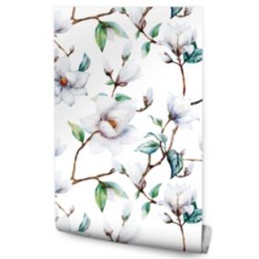 Papier Peint Intissé Pour La Chambre FLEURS Magnolia Brindilles