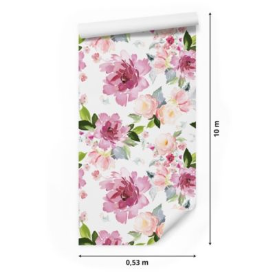 Papier Peint Intissé Pour La Chambre FLEURS Pivoines Colorées Plantes Nature