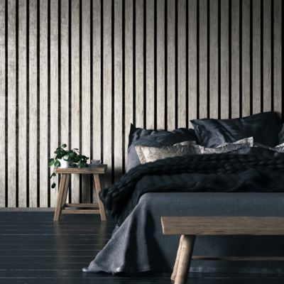 Papier Peint Intissé Pour Salon PLANCHES Lamelle Bois Imitation 3D