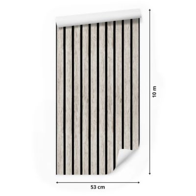 Papier Peint Intissé Pour Salon PLANCHES Lamelle Bois Imitation 3D