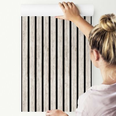 Papier Peint Intissé Pour Salon PLANCHES Lamelle Bois Imitation 3D