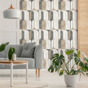 Papier peint intissé pré-encollé - EFFET MARBRE MULTICOLOR - 1 rouleau de 300x60cm