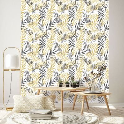 Papier peint intissé pré-encollé - FEUILLES DE PALMIERS TROPICAUX - 1 rouleau de 300x60cm