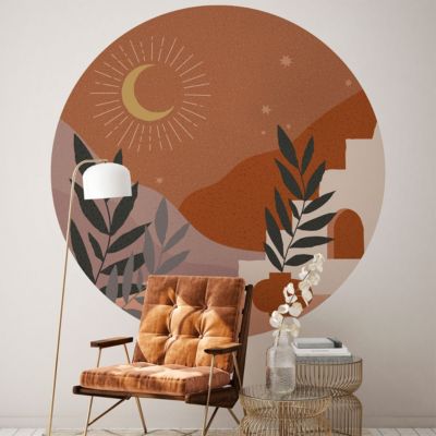 Papier peint intissé pré-encollé fresques géantes - NUIT DÉSERTIQUE ABSTRAITE RONDE - 90x90cm