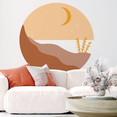 Papier peint intissé pré-encollé fresques géantes - ROND BORD DE MER BEIGE - 60x60cm
