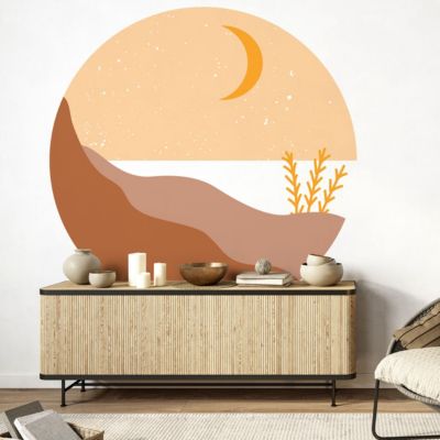 Papier peint intissé pré-encollé fresques géantes - ROND BORD DE MER BEIGE - 60x60cm