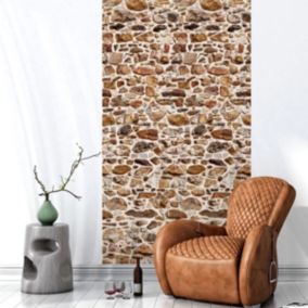 Papier peint intissé pré-encollé - MUR EN PIERRE D'ARDENNE - 1 rouleau de 300x60cm