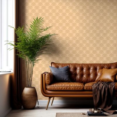 Papier peint intissé pré-encollé - SCANDINAVE ART DÉCO BEIGE ARCHES - 1 rouleau de 300x60cm