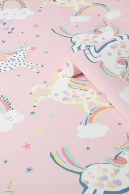 Papier peint intissé unicornes et arc en ciel Next