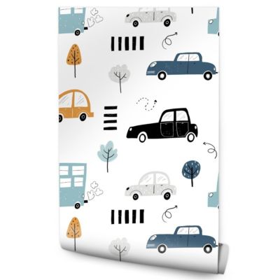 Papier Peint Intissé VEHICULES Arbres Pour Chambre D'Enfant