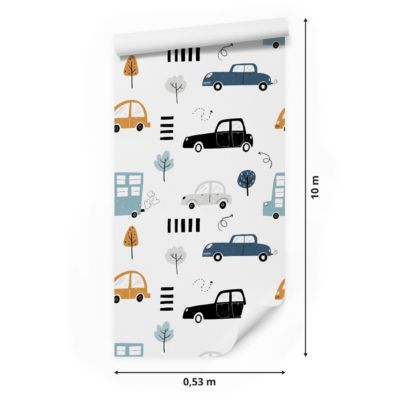 Papier Peint Intissé VEHICULES Arbres Pour Chambre D'Enfant