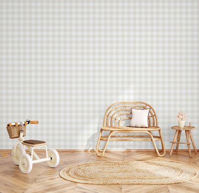 Papier peint intissé à carreaux beige L. 1005 x l. 53 cm Ugepa