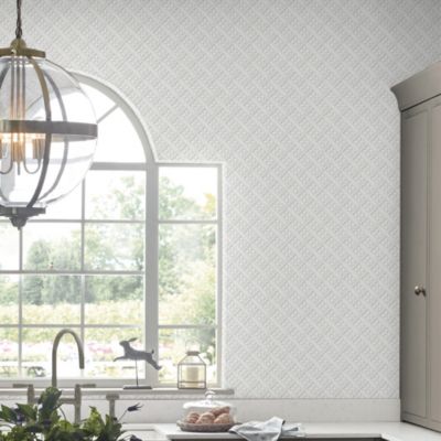 Papier peint intissé à peindre Mr.Jones imprimé géométrique en relief blanc L.1000 x l.52cm Laura Ashley