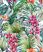 Papier Peint intissé Aloha Tropical vinyle Grainé L.1005 x l.52cm multicolore