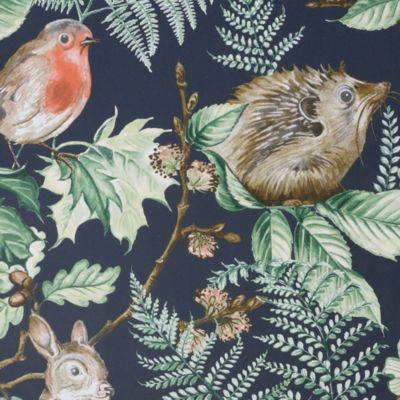 Papier peint intissé Animaux de la Forêt L.1000 x l.53cm bleu vert, bleu, marron