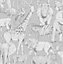 Papier peint intissé Animaux Jungle L.1000 x l.53cm gris