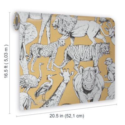 Papier peint intissé Animaux Jungle L.1000 x l.53cm Jaune