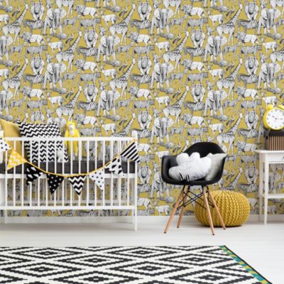 Papier peint intissé Animaux Jungle L.1000 x l.53cm Jaune