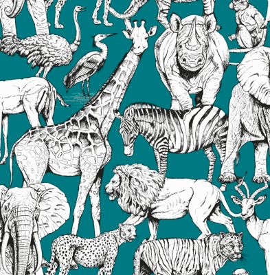 Papier peint intissé Animaux Jungle L.1000 x l.53cm vert