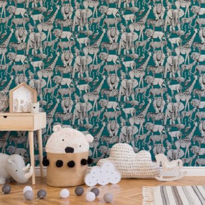 Papier peint intissé Animaux Jungle L.1000 x l.53cm vert