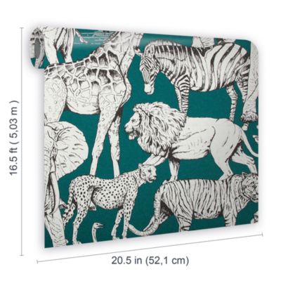 Papier peint intissé Animaux Jungle L.1000 x l.53cm vert