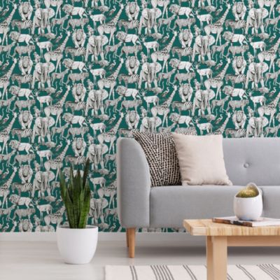 Papier peint intissé Animaux Jungle L.1000 x l.53cm vert