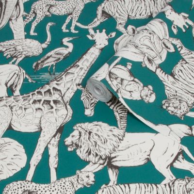 Papier peint intissé Animaux Jungle L.1000 x l.53cm vert