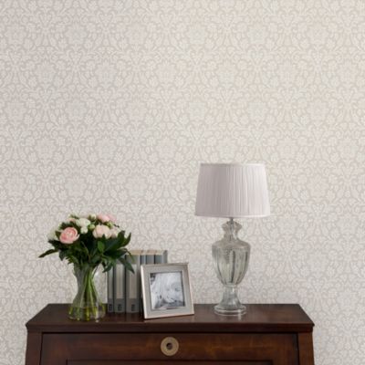 Papier peint intissé Annecy imprimé damassé gris L.1000 x l.52cm Laura Ashley