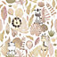 Papier peint intissé Babyland 2 Lutece mat et satiné animaux, savane, enfant rose, beige, taupe, blanc l.1005 x l.53 cm