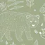 Papier peint intissé Babyland 2 Lutece mat et satiné enfant, animaux vert, blanc l.1005 x l.53 cm