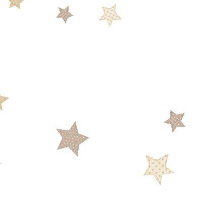 Papier peint intissé Babyland 2 Lutece mat et satiné petites étoiles beige, beige doré, blanc l.1005 x l.53 cm