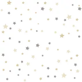 Papier peint intissé Babyland 2 Lutece mat et satiné petites étoiles beige, gris, blanc l.1005 x l.53 cm