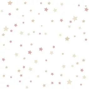 Papier peint intissé Babyland 2 Lutece mat et satiné petites étoiles rose, beige, blanc l.1005 x l.53 cm
